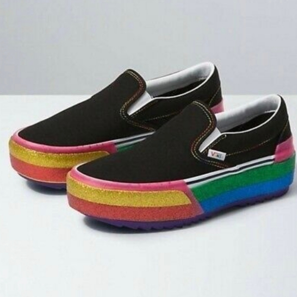 NWT Vans Glitter Slip-On Stacked. Size 5.5M/7.0W